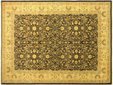 handmade Traditional  Brown Ivory Hand Knotted RECTANGLE 100% WOOL area rug 9x12